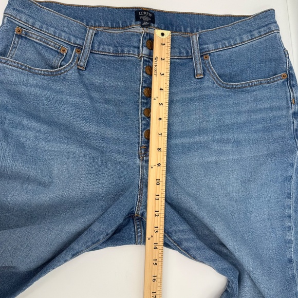 J Crew Jeans Women 34 Blue Essential Straight Button Fly Stretch Mid Rise Denim - Picture 8 of 11